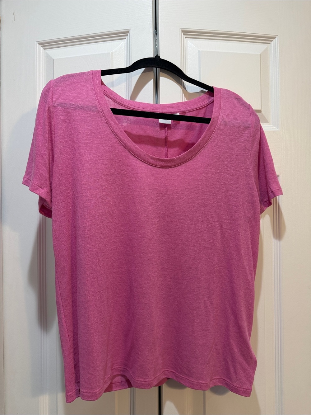 GAP Women's Relaxed Scoop Linen Neck Tee - Pink Sz M